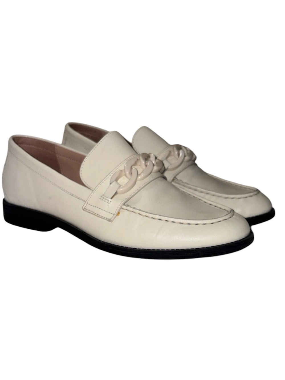 Cole Haan Cream Loafers with Tonal Chain Detail
